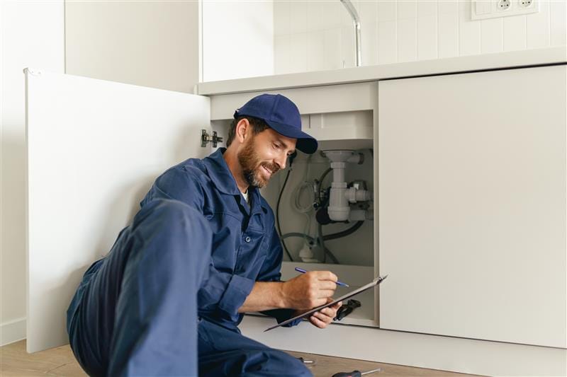 Residential plumber providing service in a Pacifica home